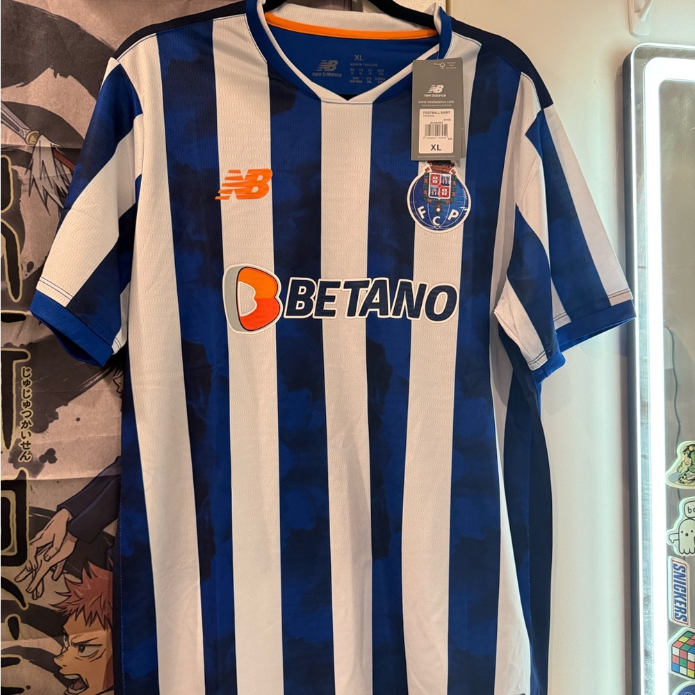 New Balance Blue and White Striped Jersey